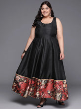 Plus Size Floral Printed Fit & Flare Maxi Ethnic Dress-AP-AHEDPSDP-149